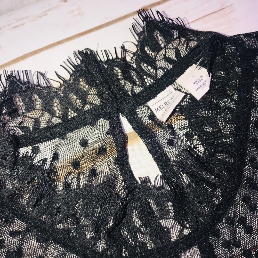 Melrose and Market Polka dot Lace/Velvet Black Top - Picture 7 of 8